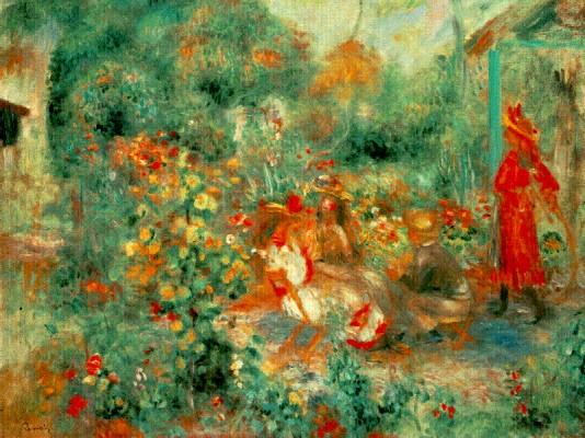 Girl in the Garden, Montmartre - 1864 - Pierre Auguste Renoir Painting